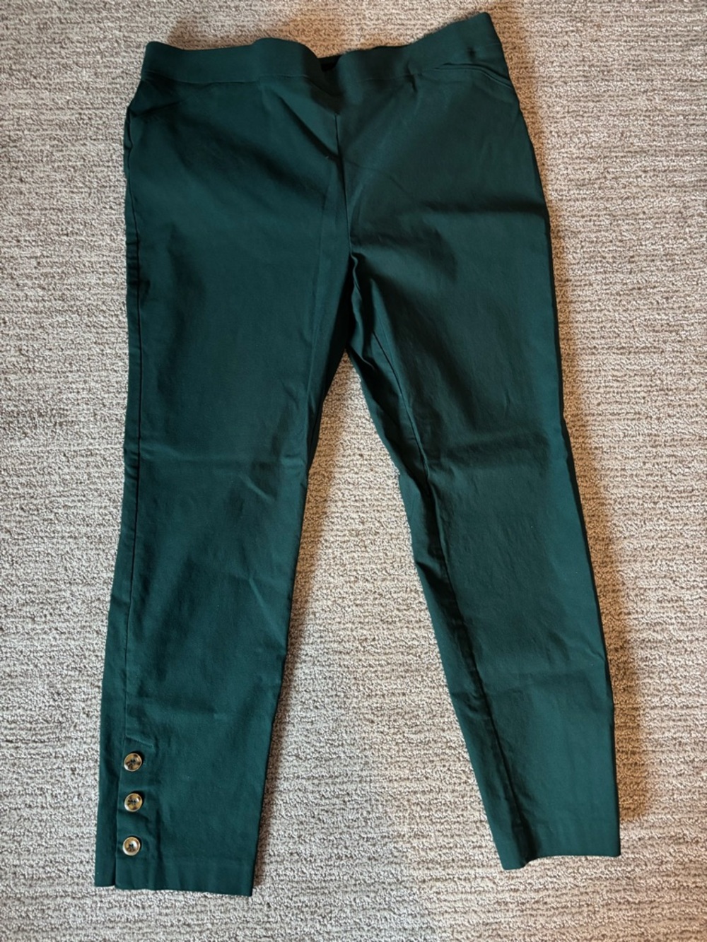 Roz & Ali Deep Green Elastic-Waist Pants